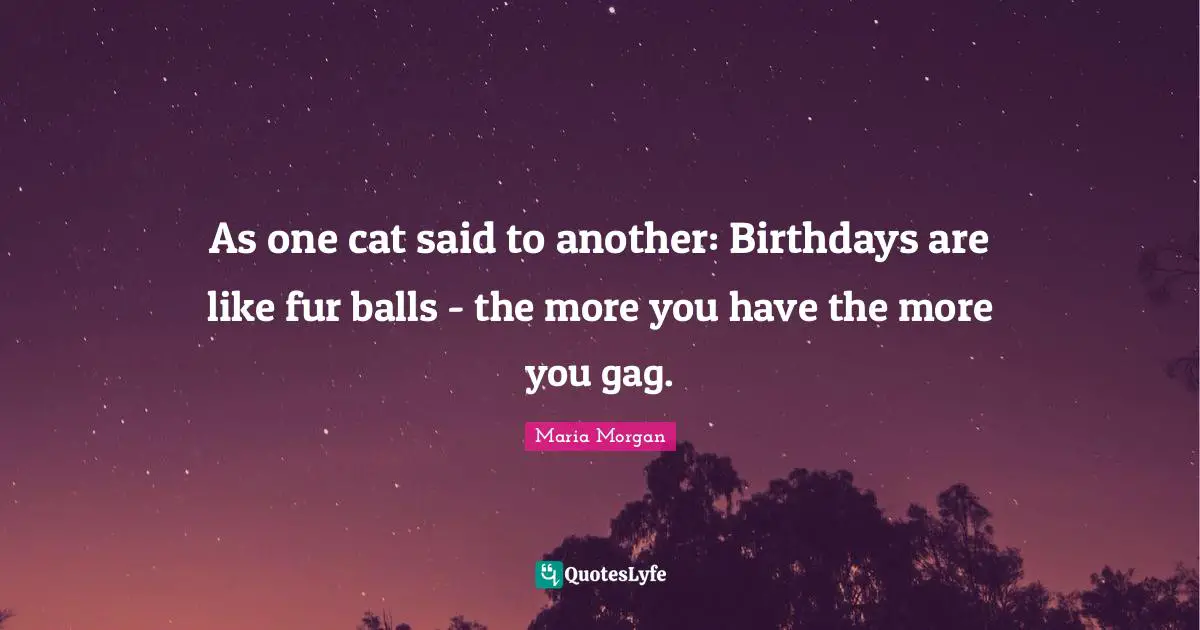 As one cat said to another: Birthdays are like fur balls - the more you have the more you gag.