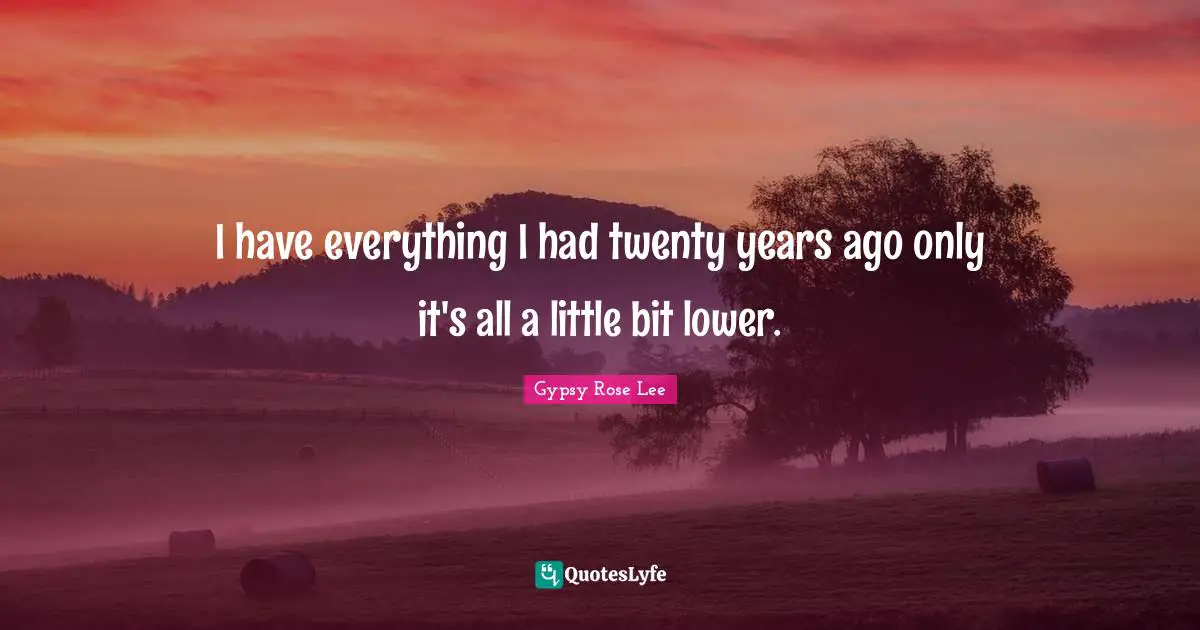 I have everything I had twenty years ago only it's all a little bit lower.