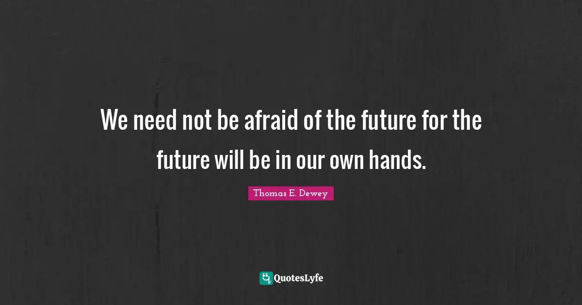 We need not be afraid of the future for the future will be in our own hands.