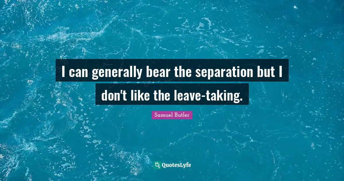 Transience Quotes: "I can generally bear the separation but I don't like the leave-taking."