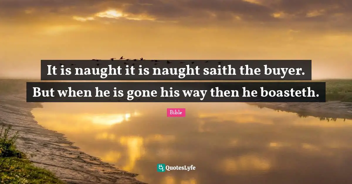 It is naught it is naught saith the buyer. But when he is gone his way then he boasteth.