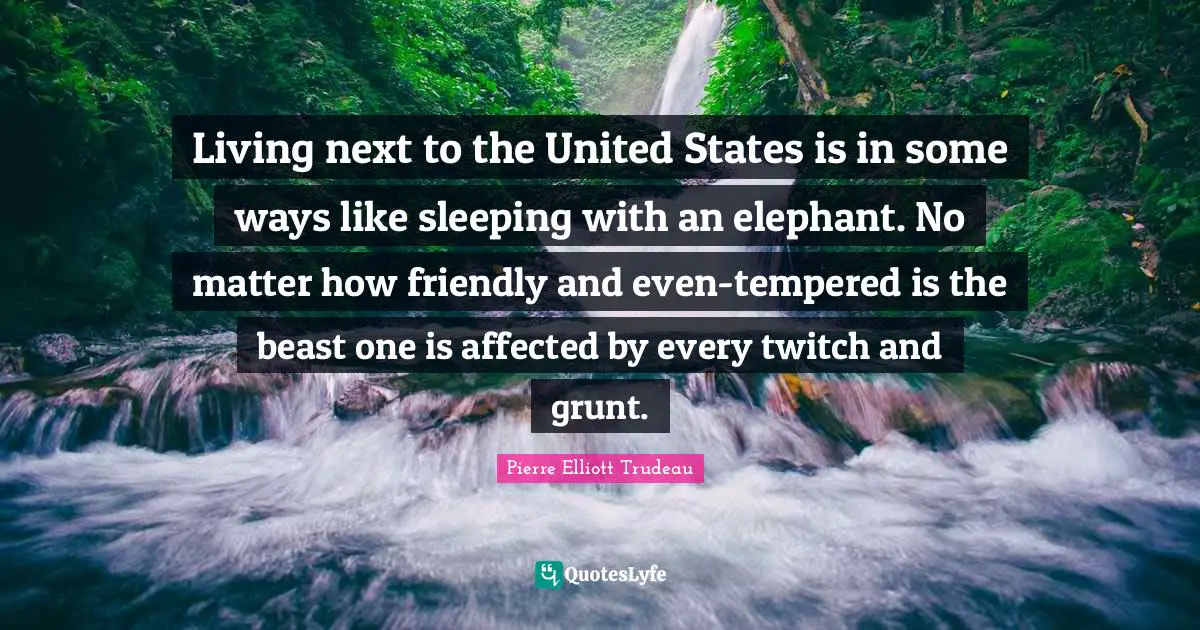 Living next to the United States is in some ways like sleeping with an elephant. No matter how friendly and even-tempered is the beast one is affected by every twitch and grunt.