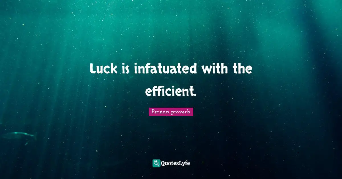 Luck is infatuated with the efficient.