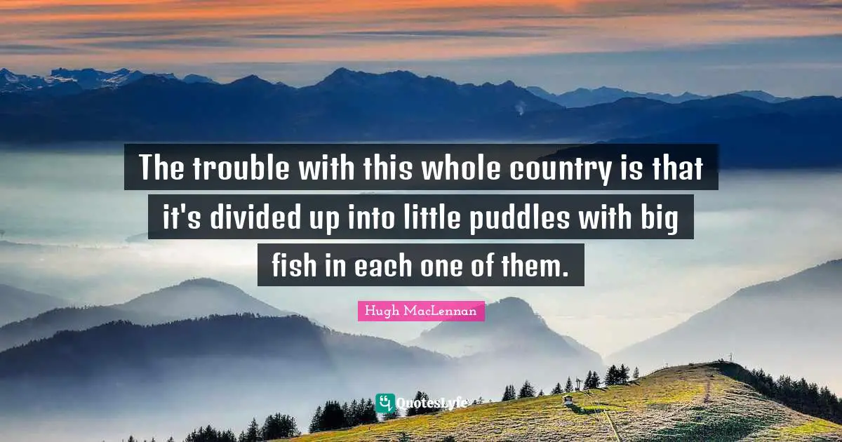 The trouble with this whole country is that it's divided up into little puddles with big fish in each one of them.