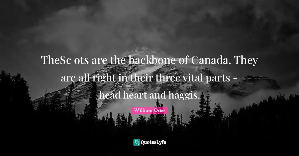 TheSc ots are the backbone of Canada. They are all right in their three vital parts - head heart and haggis.