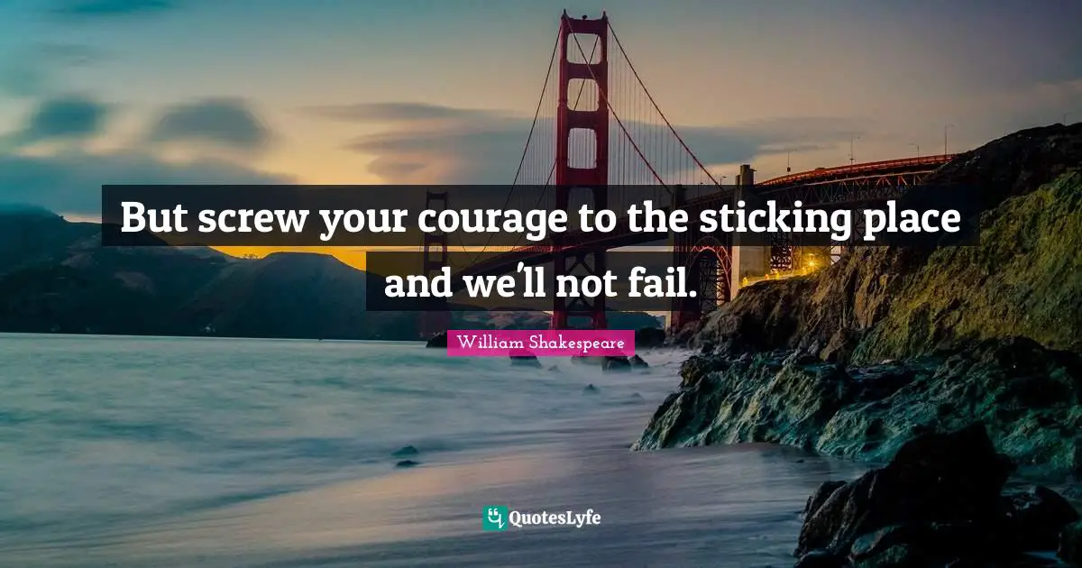 But screw your courage to the sticking place and we'll not fail.