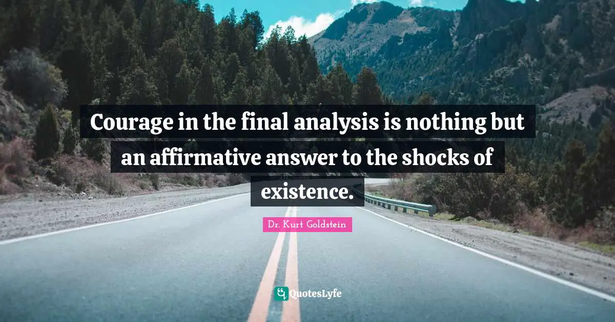 Courage in the final analysis is nothing but an affirmative answer to the shocks of existence.
