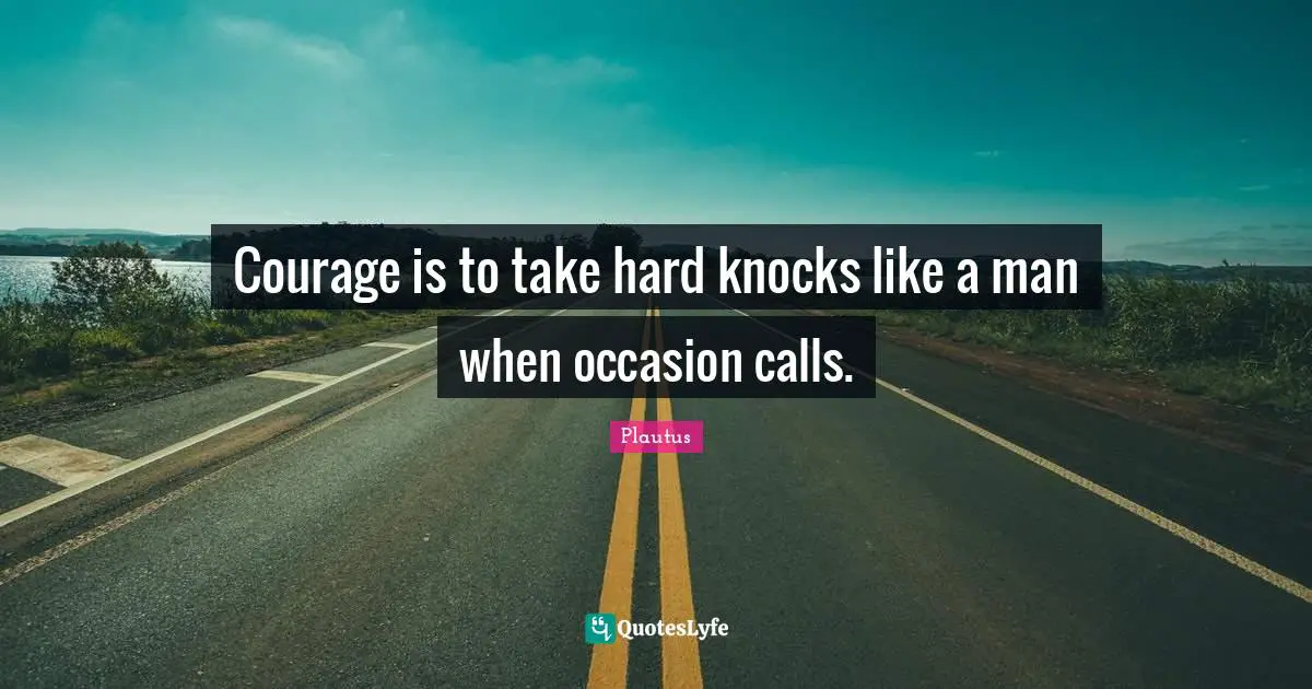 Courage is to take hard knocks like a man when occasion calls.