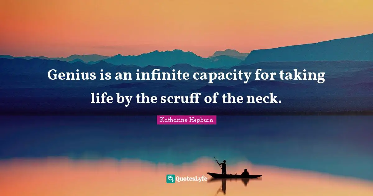 Genius is an infinite capacity for taking life by the scruff of the neck.