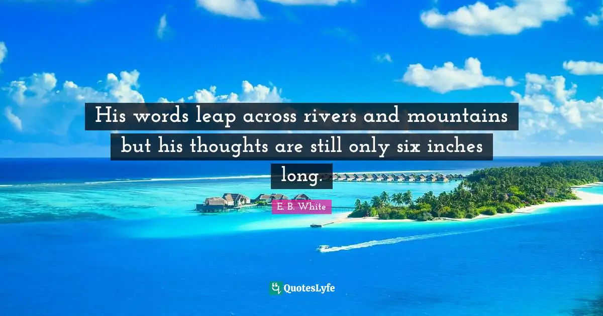 His words leap across rivers and mountains but his thoughts are still only six inches long.