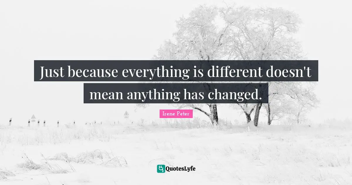 Just because everything is different doesn't mean anything has changed.