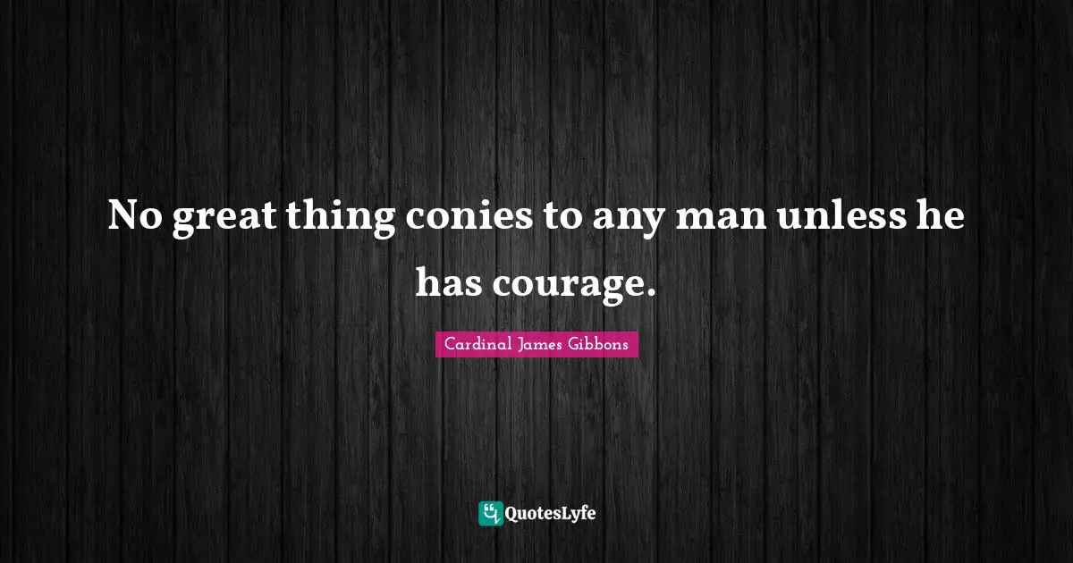No great thing conies to any man unless he has courage.