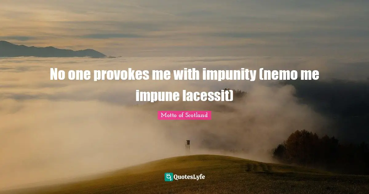 No one provokes me with impunity (nemo me impune lacessit)