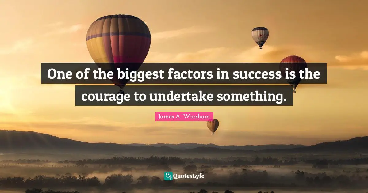 One of the biggest factors in success is the courage to undertake something.
