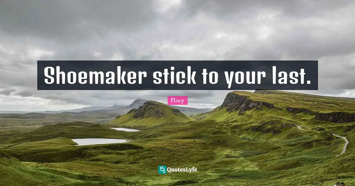 Shoemaker stick to your last.