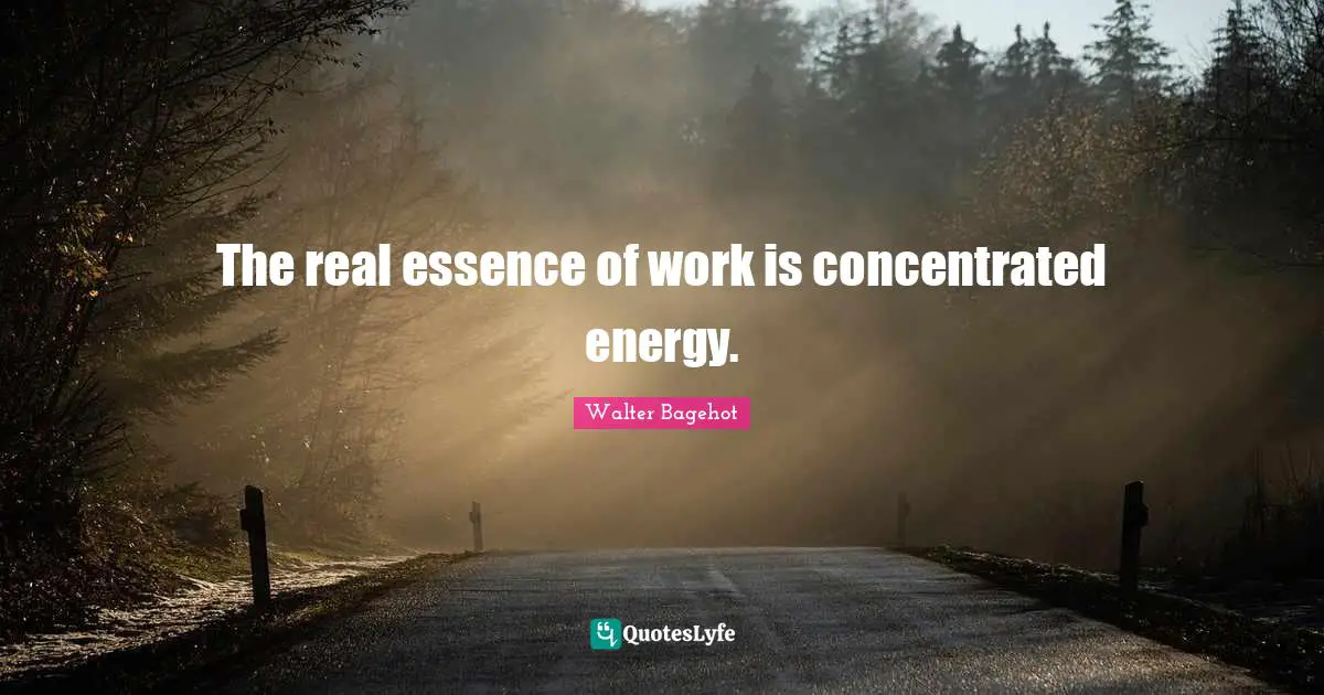 Walter Bagehot Quotes: "The real essence of work is concentrated energy."