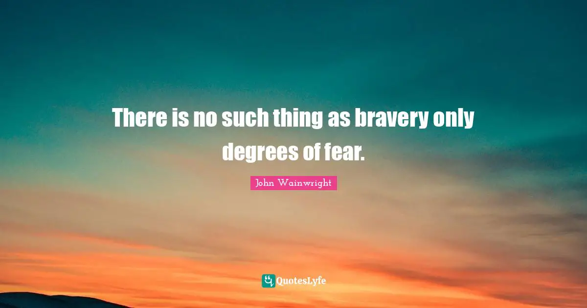 There is no such thing as bravery only degrees of fear.