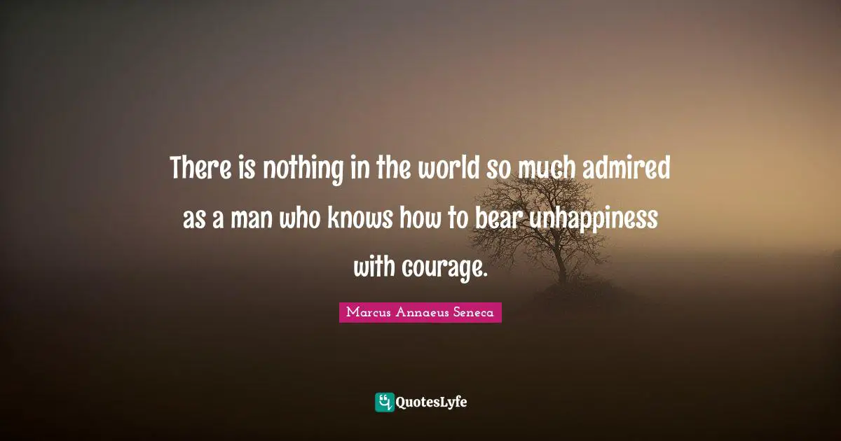 Seneca Quotes: "There is nothing in the world so much admired as a man who knows how to bear unhappiness with courage."