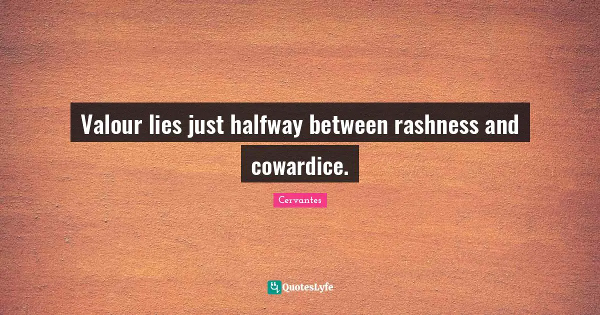 Valour lies just halfway between rashness and cowardice.