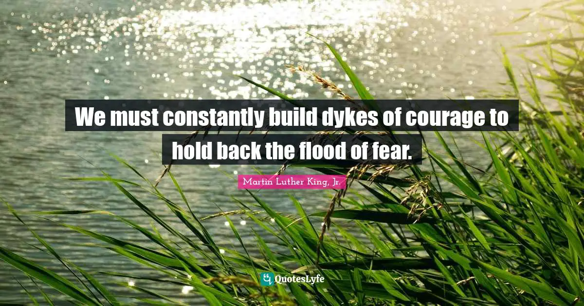 We must constantly build dykes of courage to hold back the flood of fear.