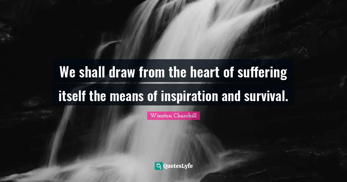 We shall draw from the heart of suffering itself the means of inspiration and survival.