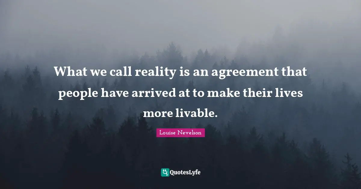 What we call reality is an agreement that people have arrived at to make their lives more livable.