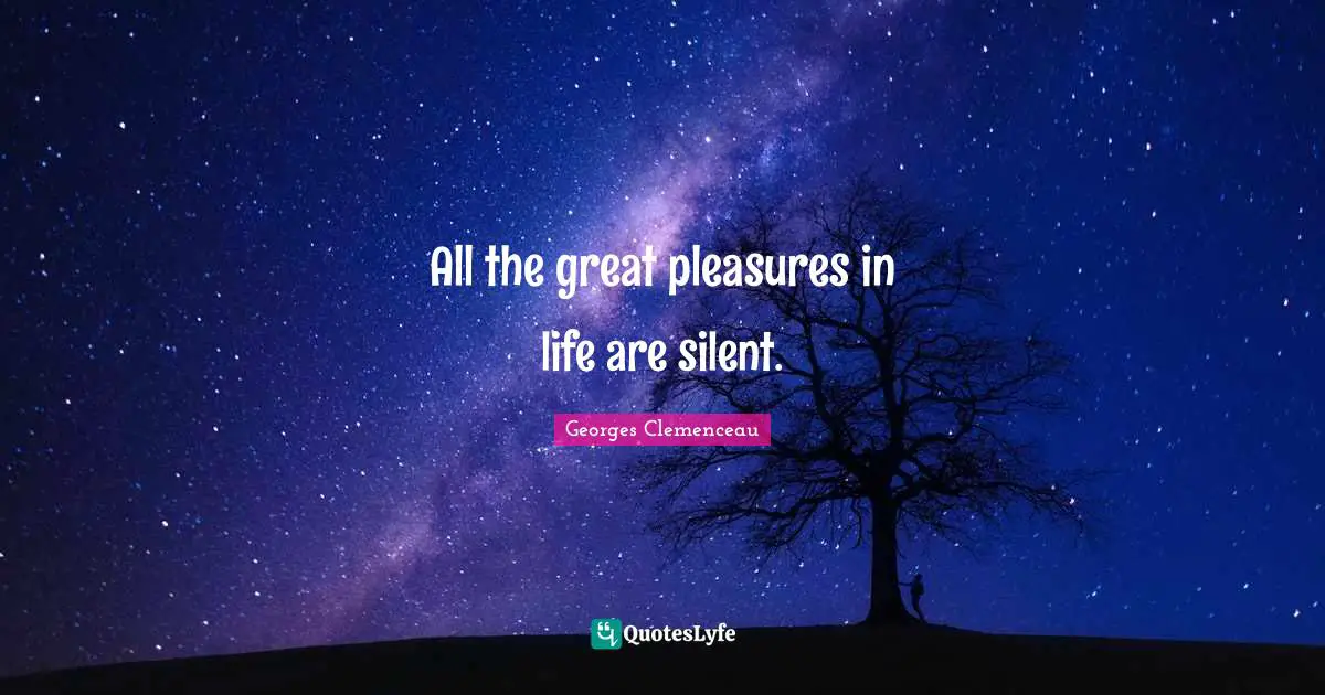 All the great pleasures in life are silent.