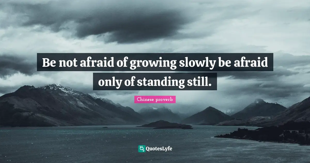 Be not afraid of growing slowly be afraid only of standing still.