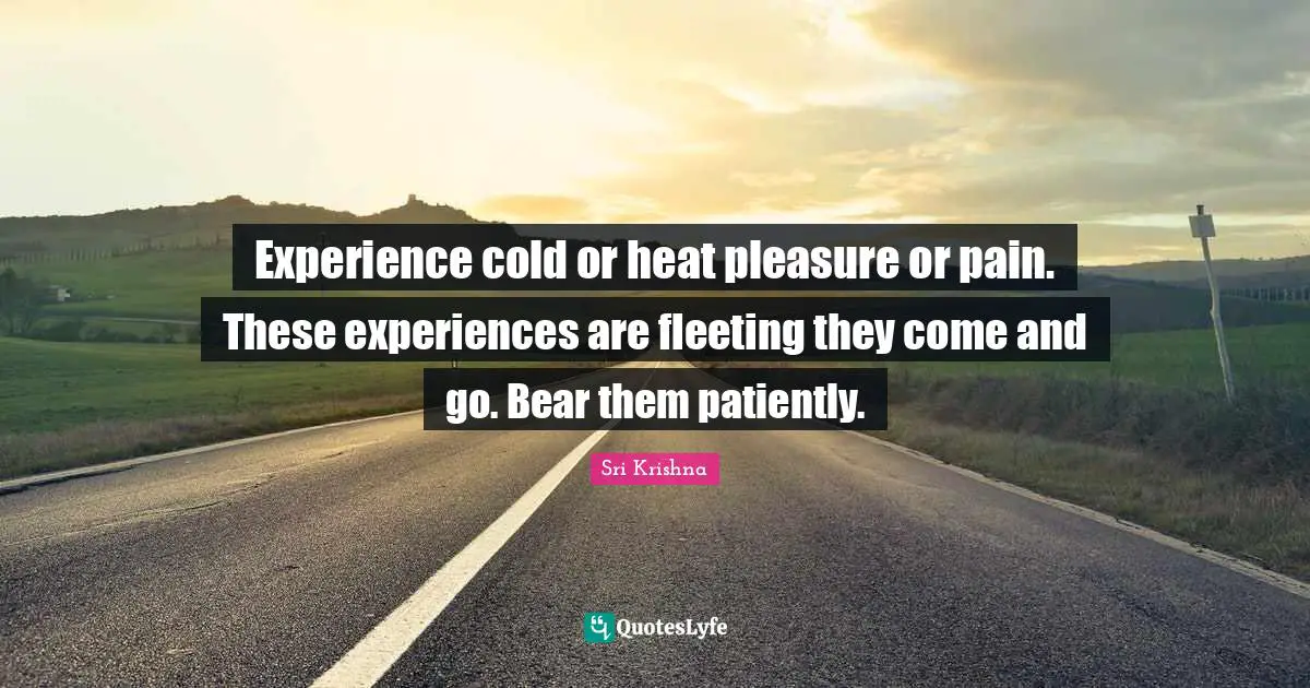 Experience cold or heat pleasure or pain. These experiences are fleeting they come and go. Bear them patiently.