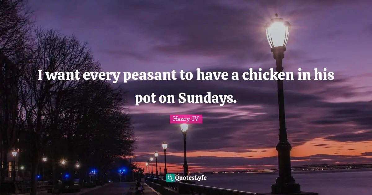 I want every peasant to have a chicken in his pot on Sundays.
