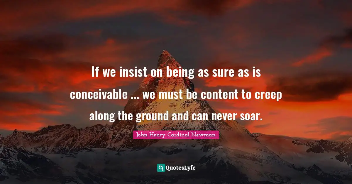 If we insist on being as sure as is conceivable ... we must be content to creep along the ground and can never soar.