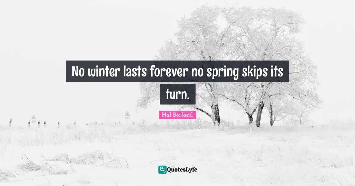 Hal Borland Quotes: "No winter lasts forever no spring skips its turn."
