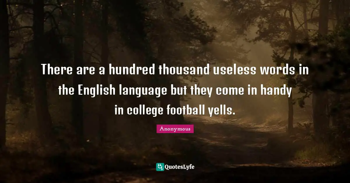 There are a hundred thousand useless words in the English language but they come in handy in college football yells.