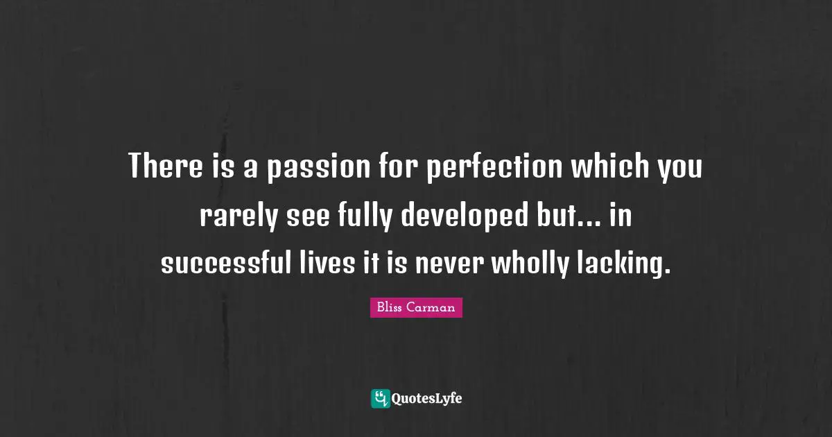 There is a passion for perfection which you rarely see fully developed but... in successful lives it is never wholly lacking.
