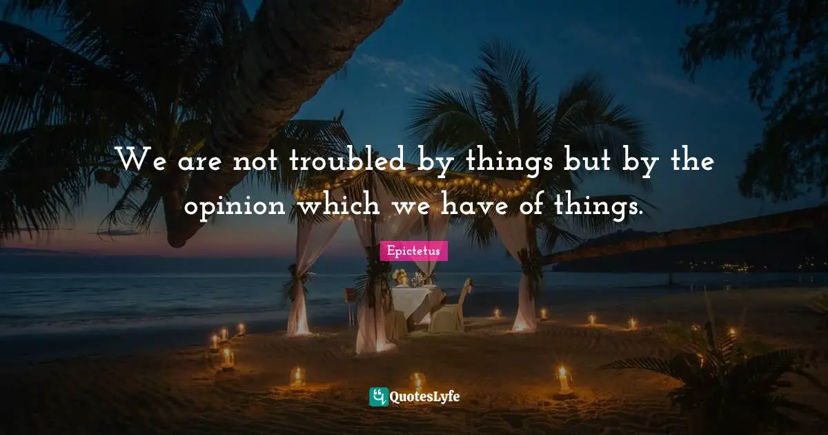 We are not troubled by things but by the opinion which we have of things.