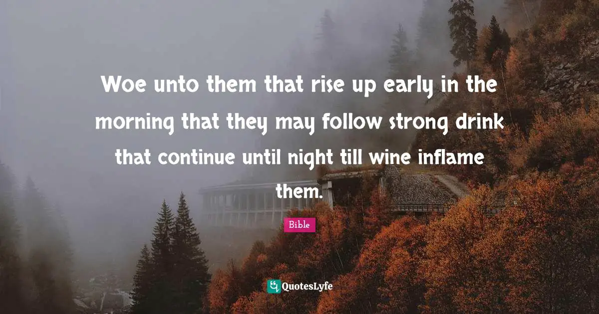 Woe unto them that rise up early in the morning that they may follow strong drink that continue until night till wine inflame them.
