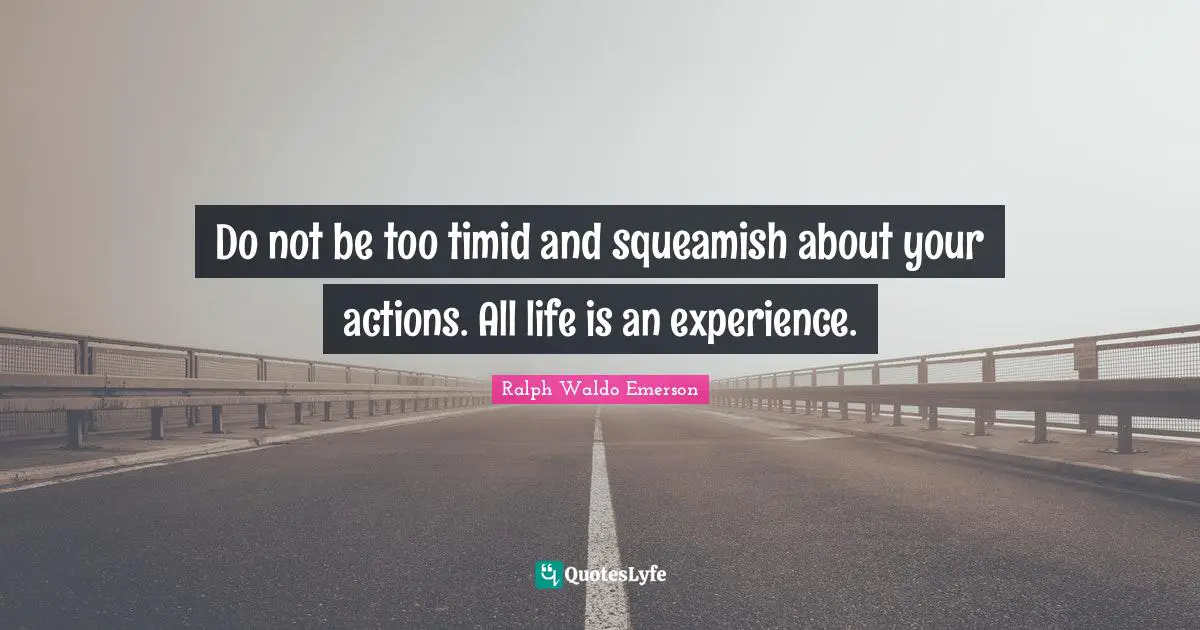 Do not be too timid and squeamish about your actions. All life is an experience.
