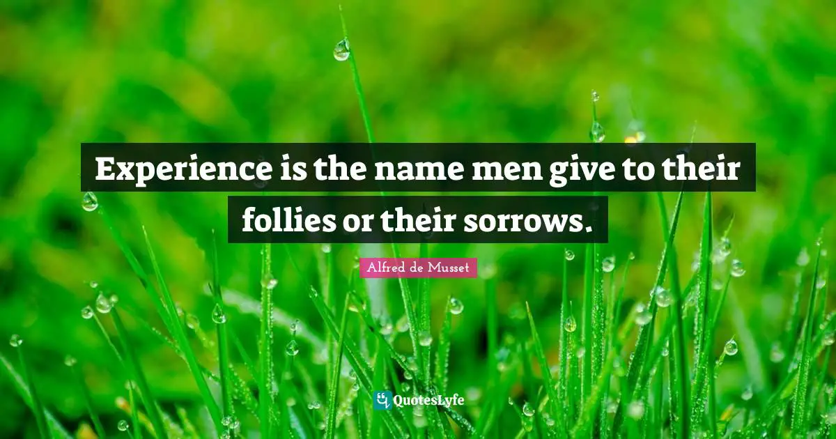 Experience is the name men give to their follies or their sorrows.