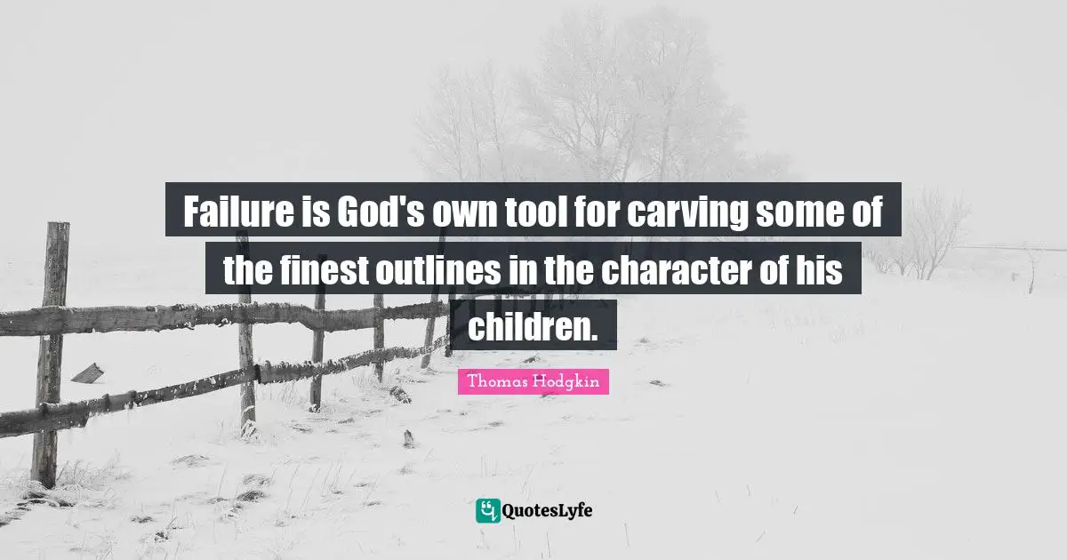 Failure is God's own tool for carving some of the finest outlines in the character of his children.