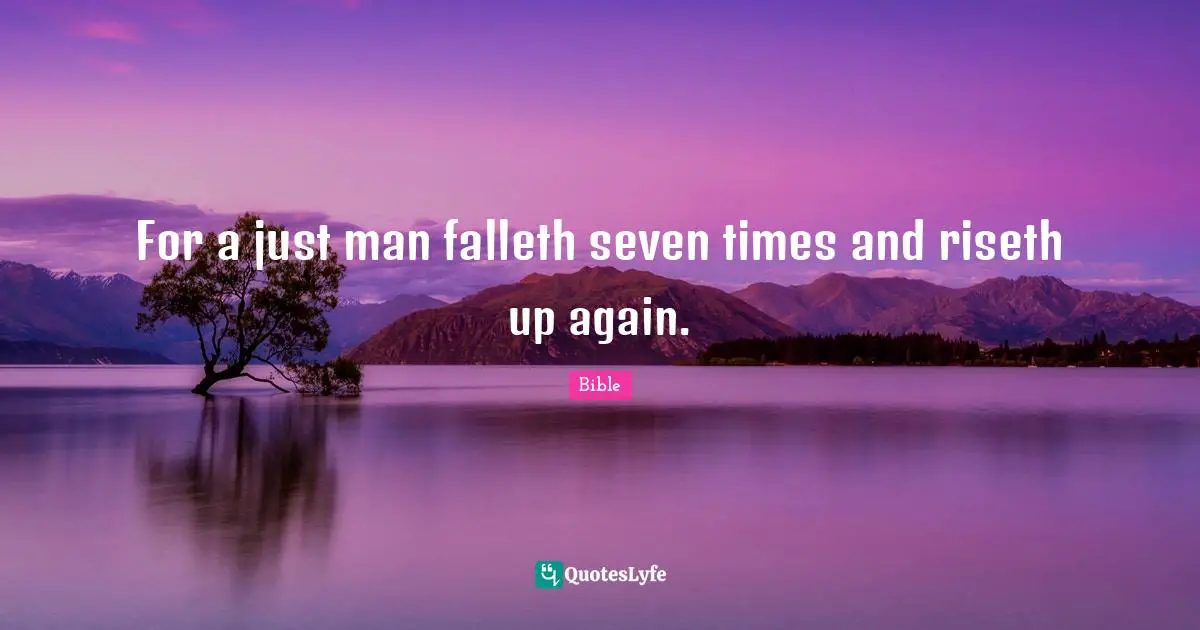 For a just man falleth seven times and riseth up again.