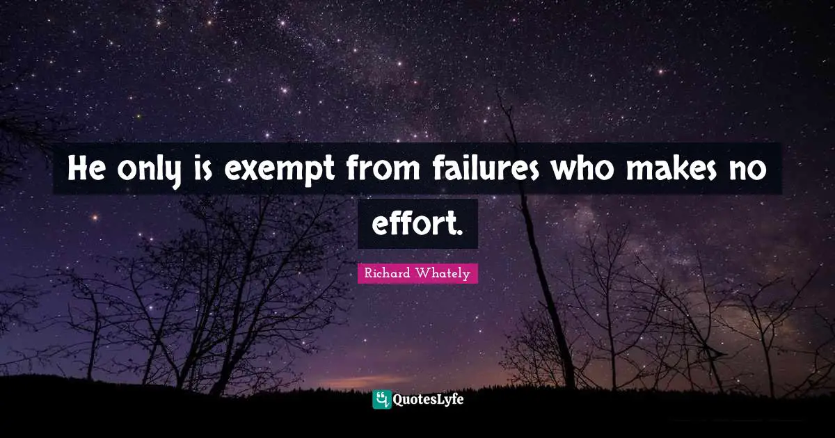 He only is exempt from failures who makes no effort.