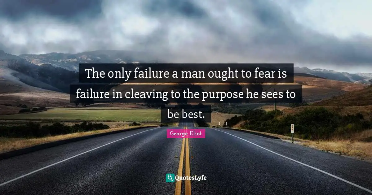 The only failure a man ought to fear is failure in cleaving to the purpose he sees to be best.