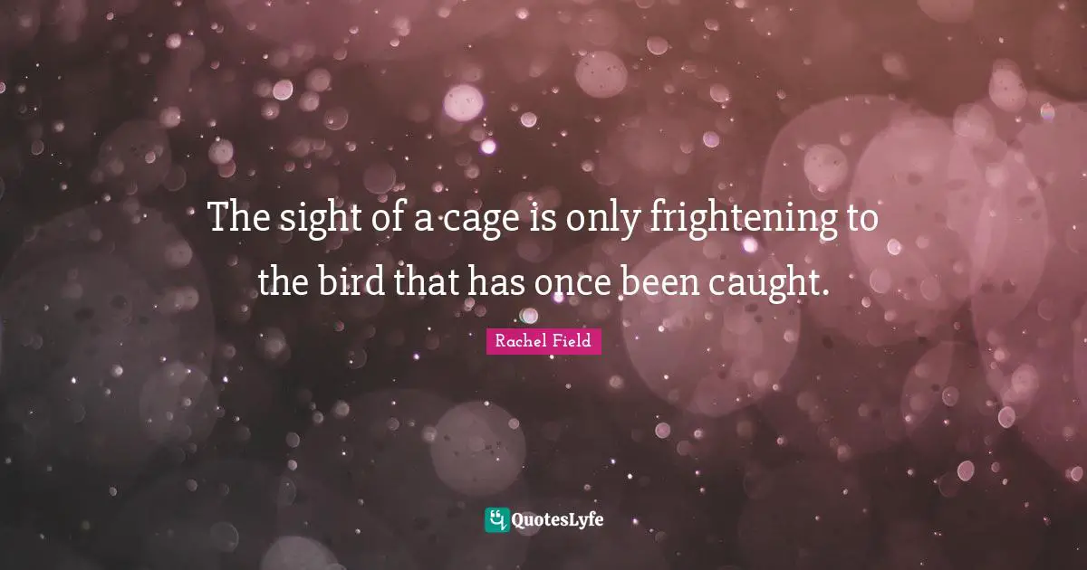 Rachel Field Quotes: "The sight of a cage is only frightening to the bird that has once been caught."
