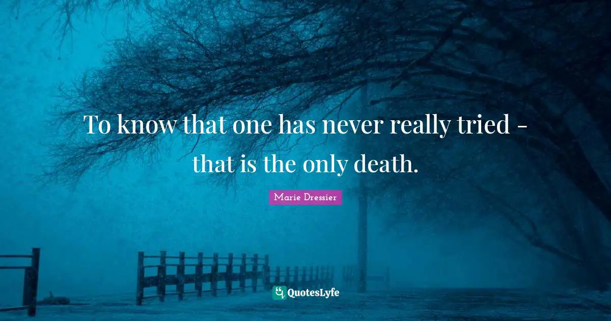 To know that one has never really tried - that is the only death.