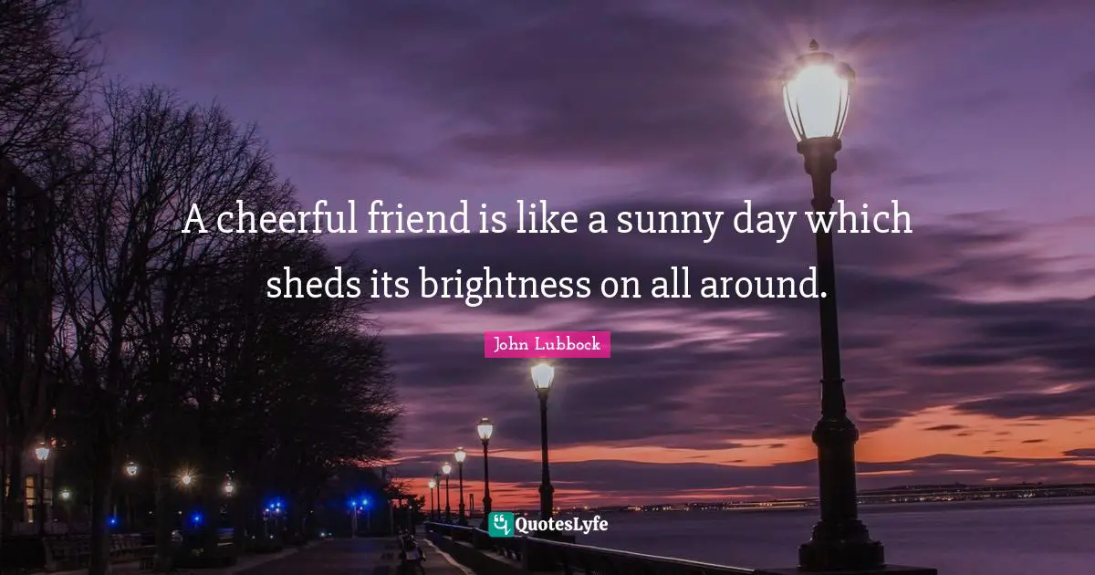 A cheerful friend is like a sunny day which sheds its brightness on all around.