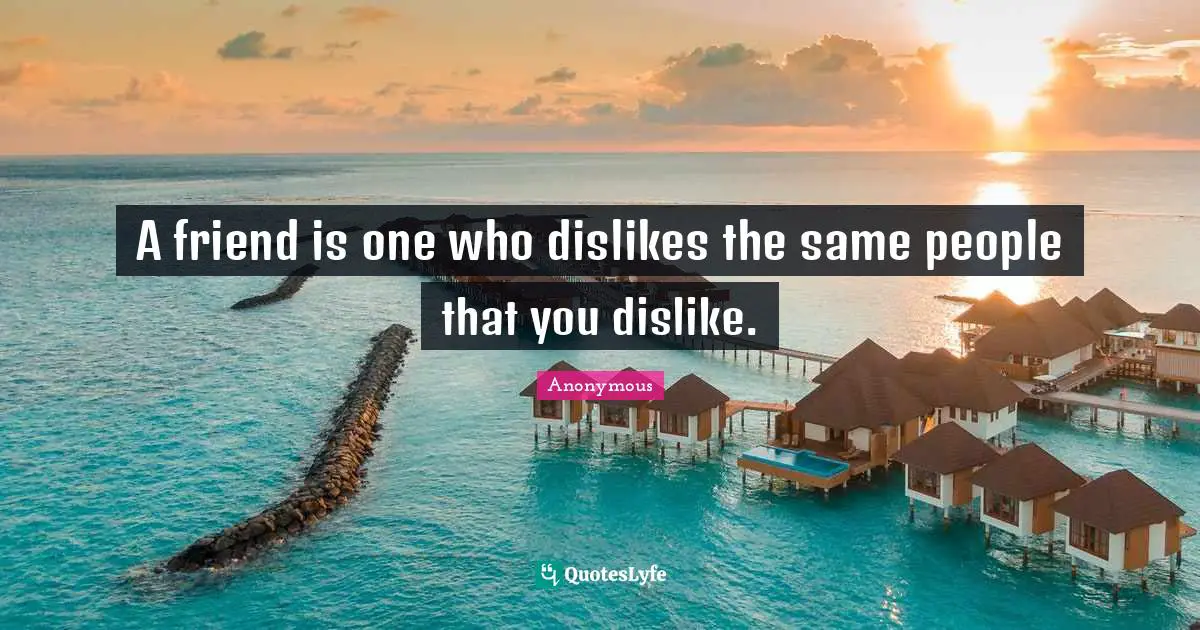 A friend is one who dislikes the same people that you dislike.