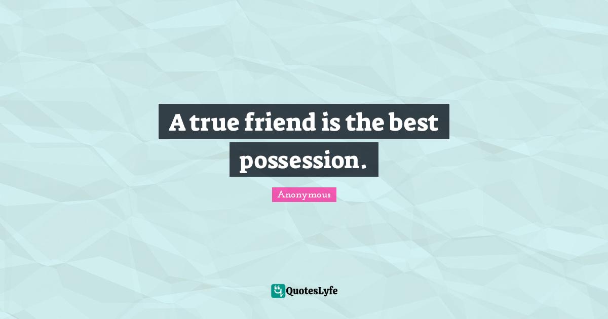 A true friend is the best possession.