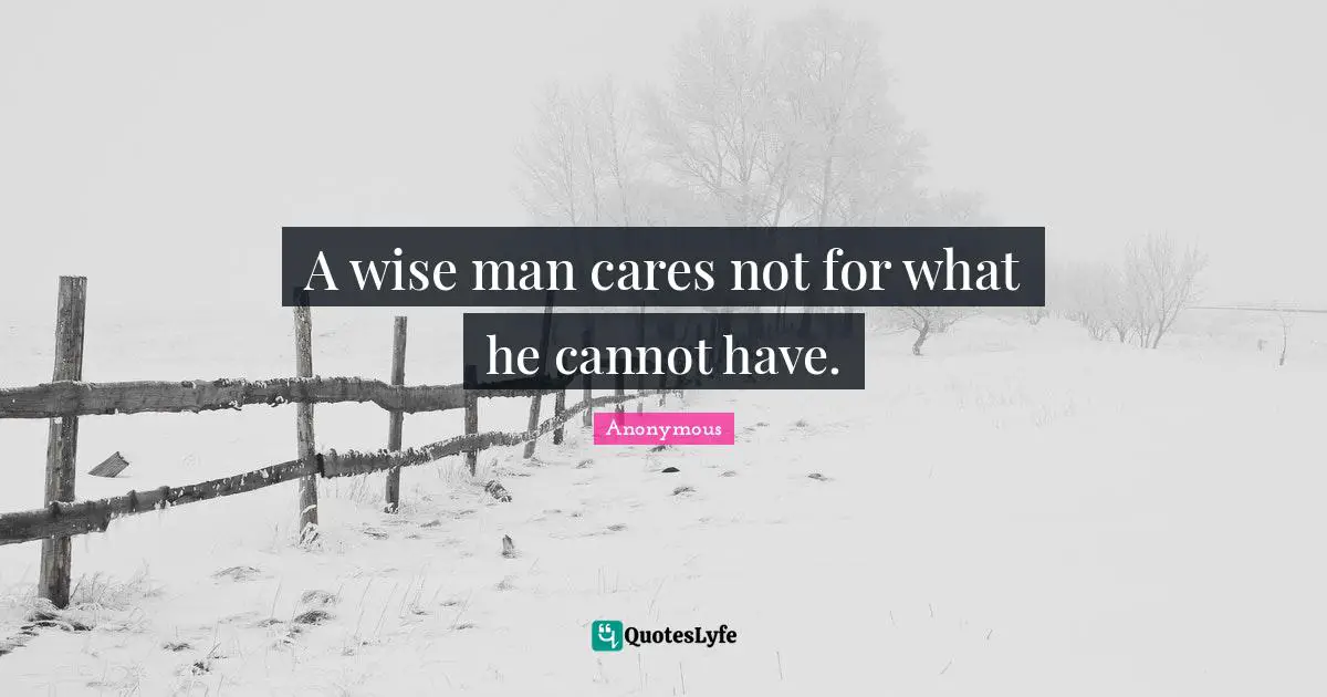 A wise man cares not for what he cannot have.