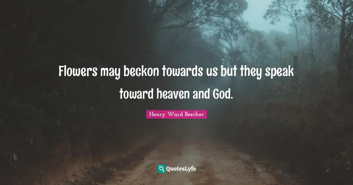 Flowers may beckon towards us but they speak toward heaven and God.