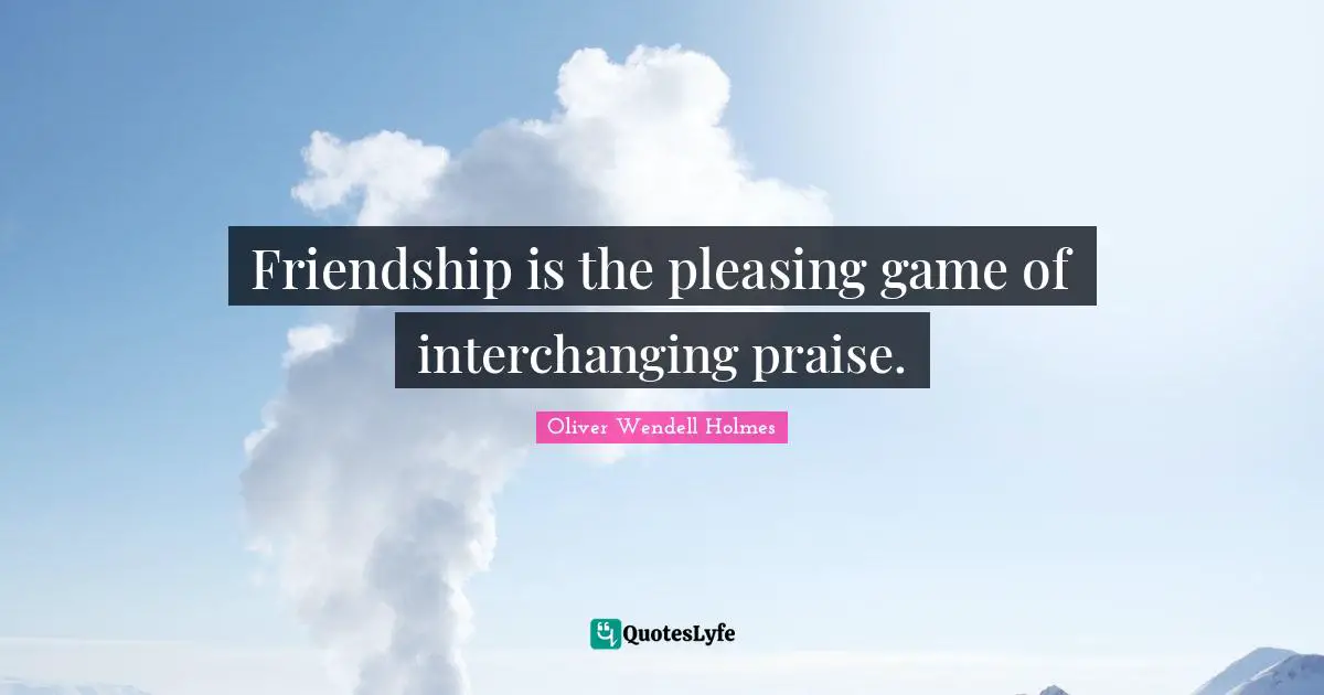 Friendship is the pleasing game of interchanging praise.